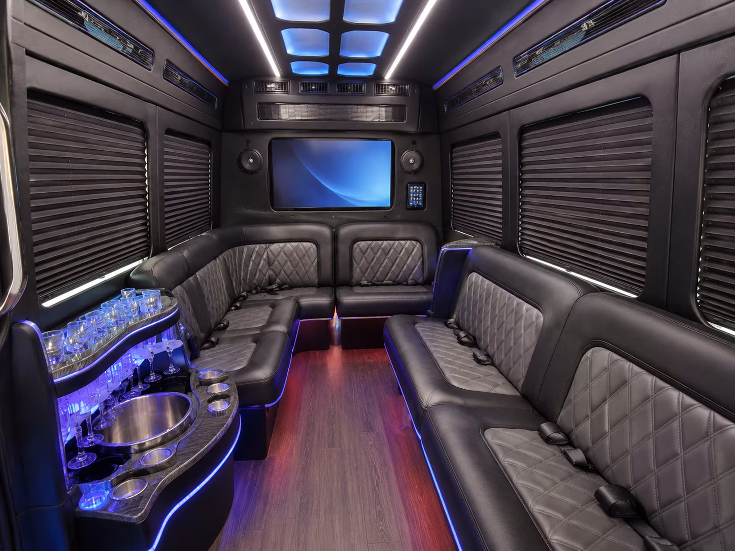 new bedford party bus interior